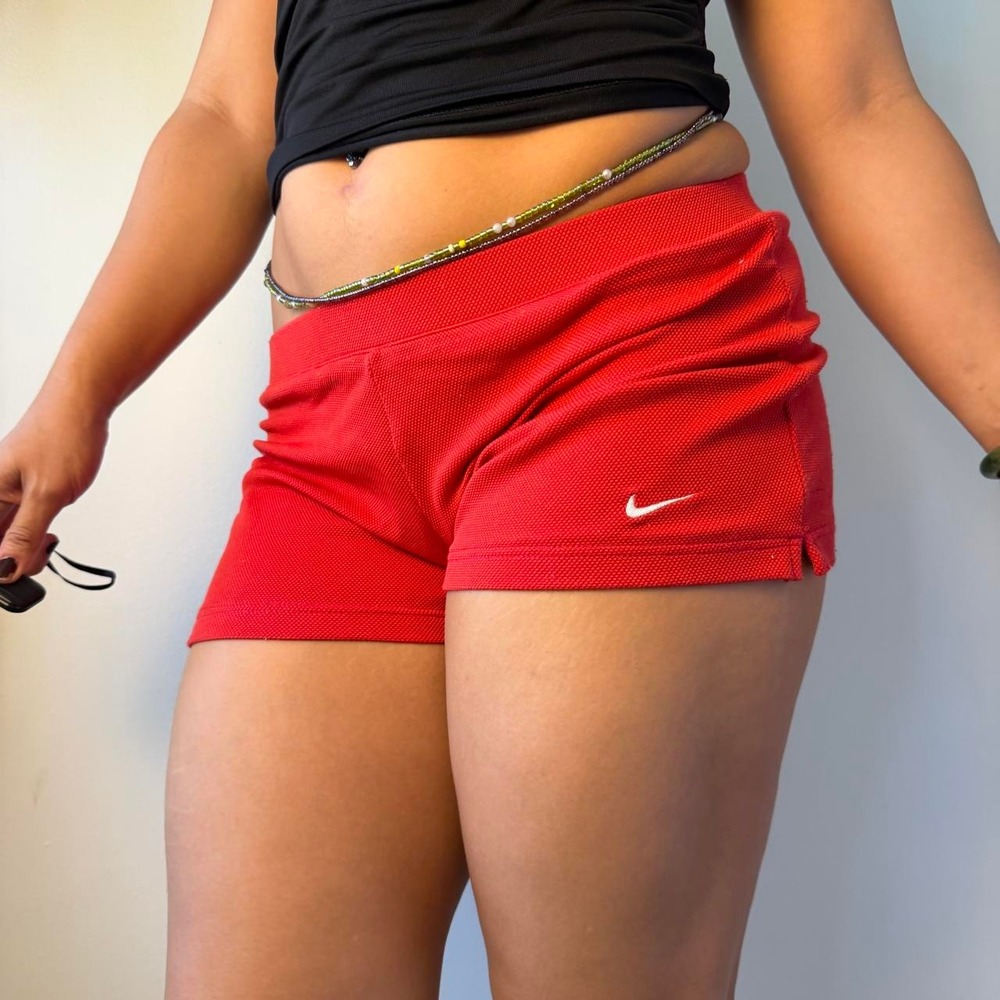 Nike Vintage Y2K Red Micro Shorts Low Rise Athleisure XL